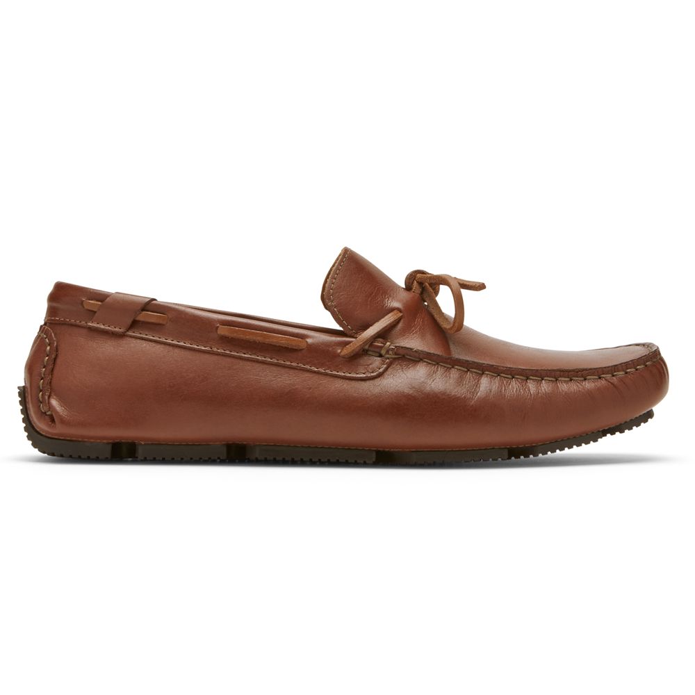 Rockport Men's Rhyder Tie Slip-Ons Loafers - Brown - USA (4765IXGNM)